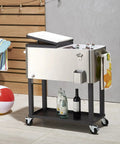 Stainless Steel Beverage Cooler On Wheels With Protective Cover, Rolling Cart With Shelf, 80 Quart Capacity on patio