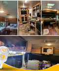 Five Pack T10 LED RV Lights For Camper And Boat Easy Swap 12V 24V installed in RV interior with warm white 2700K glow.