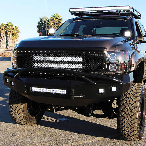 Truck with Two Pack 18W LED Light Bars Beefy Flood Off Road Lights 12V, adjustable mounting brackets, clear white beam illumination.