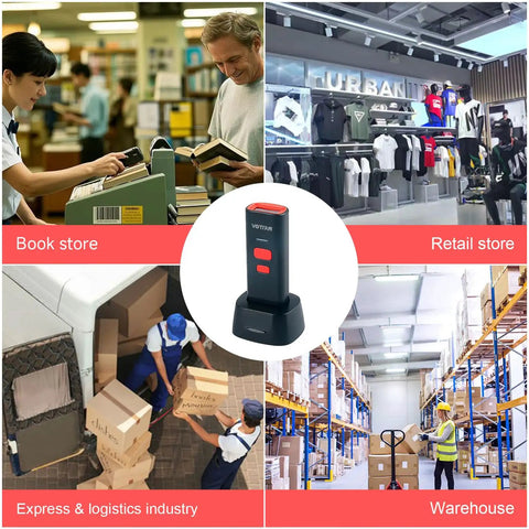 Bluetooth QR Barcode Scanner With Charge Stand And Rechargeable Battery Fast 1D 2D PDF417 UPC Codes Pocket Reader for retail use