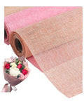 Dope Bouquet Wrapping Paper 10 Yard Colored Linen Look Gift Wrap with pink embossed texture and floral bouquet display