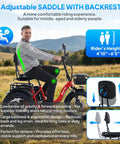 750W Fat Tire Electric Tricycle For Adults And Seniors With Three Wheels E Trike 48V 13Ah UL 2849 Battery 55 Mile Range Semi Recumbent Three Wheel With Hydraulic Brakes Premium Red Model with adjustable saddle and backrest