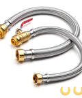 Three Quarters Inch Flexible Water Heater Hoses Kit 24 Inch Stainless Braided Connectors With Ball Valve Push To Connect