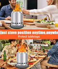 Tabletop Fire Pit Mat For Solo Stove Mesa XL, Baked Enamel Heat Resistant Tray protecting outdoor table during meal