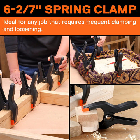 5 In 1 Strap Clamp Kit With Four Pack Six And Two Sevenths Inch Spring Clamps clamping wood and fabric for woodworking