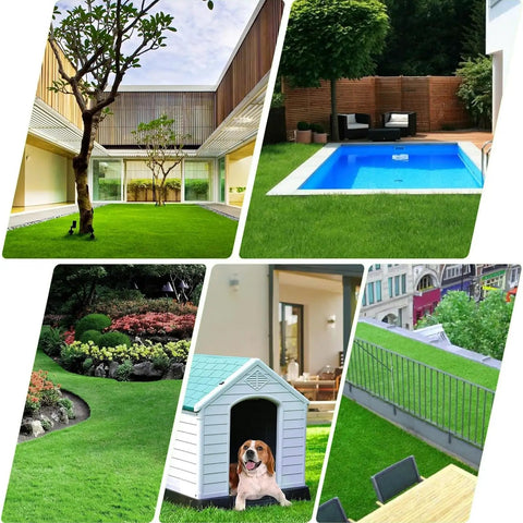 Cuttable Artificial Grass Turf Mat 1.5x10m Drainage-Friendly Outdoor Carpet for Landscaping Gardens Patios Play Areas Pets