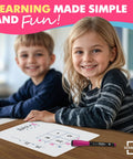 Children using Dry Erase Ten Frame Area Model Board For Kids 9 By 12 Inch Double Sided Whiteboard For Math Practice in a classroom.