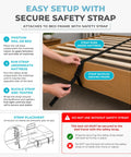 Killer Grip Premium Adjustable Bed Rail For Seniors Featuring No Fuss Setup And Smart Storage Pocket Astm Approved Fall Prevention Safety Guard Railing Black Assist Bar setup instructions with safety strap