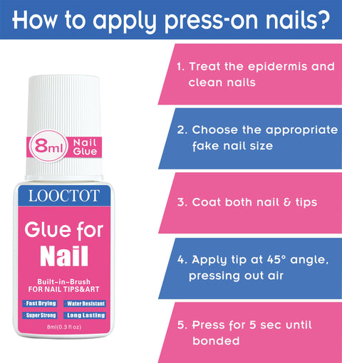 Instructions with Ultra Fast Nail Glue For Nail Tips Acrylic Nails And Press On Nails With Built In Brush For Easy Application