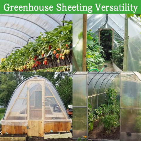 Greenhouse Plastic Sheeting 6 Mil Thick Clear Poly Film For Outdoor Gardens, Waterproof UV Resistant Wind Frost Dust Proof Covering, 6.5 Ft By 10 Ft Durable No Fuss Setup