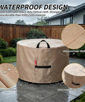 Heavy Duty Tough As Nails Round Fire Pit Cover 23 Inch Diameter 16 Inch Height Waterproof 600D Oxford Fabric With Drawstring in rain