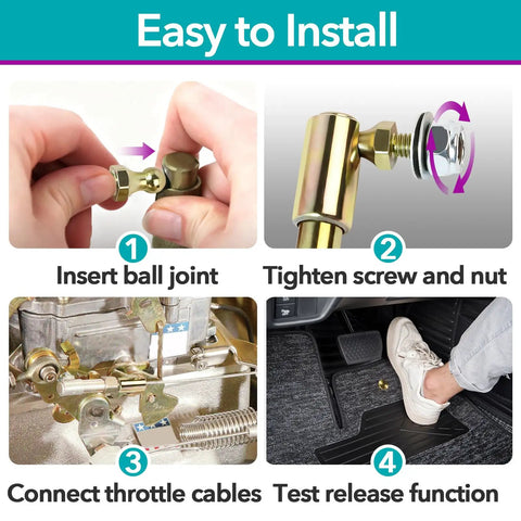 Throttle Disconnect Quick Release Ball Joint Kit installation steps shown with hands, tools, and connected cables