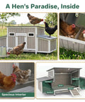 Ultimate 62 Inch Chicken Coop For 2 To 4 Chickens With Four Nesting Boxes Roosting Bars Openable Waterproof Roof Lockable Doors And Pull Out Tray Weatherproof Outdoor Fir Wood Hen House With Lockable Ladder Door Ramp Security displayed with chickens.