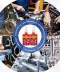 High Strength Red Thread Locker for Nuts and Bolts Permanent Bonding That Prevents Loosening From Vibration Ideal For Automotive Machinery And DIY Fasteners Two 50ml Bottles Of Red Anaerobic Glue shown in various usage contexts.