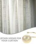 Heavy Duty Shower Curtain Hooks Set 12 Pc Zinc Frosted Hemisphere Rings Glide Smoothly for Bathroom Rods Durable Rust Resistant