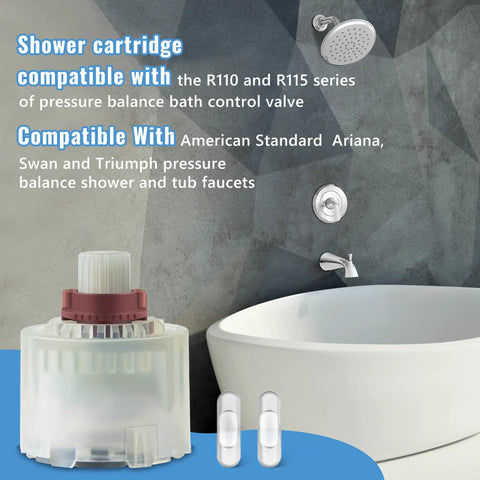 Pressure Balance Shower Cartridge Replacement For R110 R115 Control Valves with bath and faucet in bathroom