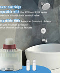 Two Pack Pressure Balancing Unit Replacement Kit For Shower And Tub Valves That Fits American Standard M952100-0070a And Pressure Balance Cartridges R110 R115 R120 R125 Series For Smooth Leak Free Water Control displayed with cartridges and shower setup.