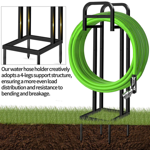 Heavy Duty Freestanding Garden Hose Holder With Upgraded 150 Ft Capacity Metal Hose Stand for Outdoor with Four Leg Design