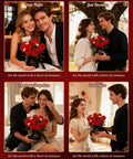 3D Puzzles DIY Flower Kit Burgundy Rose Bouquet With White Daisies And Eucalyptus Snap Together For Realistic Forever Fresh Home Decor Dope Gift Box Set couples holding red rose gift bouquets