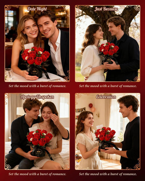 3D Puzzles DIY Flower Kit Burgundy Rose Bouquet With White Daisies And Eucalyptus Snap Together For Realistic Forever Fresh Home Decor Dope Gift Box Set couples holding red rose gift bouquets