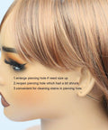 Side view of mannequin head displaying Titanium Insertion Taper Pin Kit Three Pack 20G 18G 16G for ear piercing use.