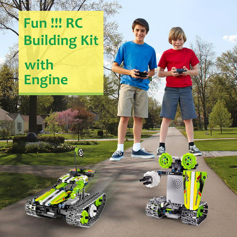 3 In 1 RC Tracked Stunt Racer Building Kit With 353 Pieces, Build Tumbling Robot And Spin Car, STEM Construction Toy For Kids Ages 8 To 12, Compatible With Orange Model, Six Total Models To Create And Play