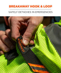 Close-up of Sling Style Barcode Scanner Harness with Tethering Lanyard for Quick Access, showing breakaway quick release.