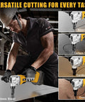 Beast Mode Cordless Metal Nibbler with assist handle cutting stainless steel, aluminum, copper. 18 gauge, 1900 RPM brushless motor.