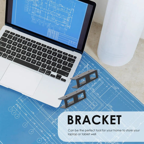 Heavy Duty Laptop Stand And Tablet Mount Under Desk Organizer Rack Black Space Saving Bracket For Home Office Setup on blueprint