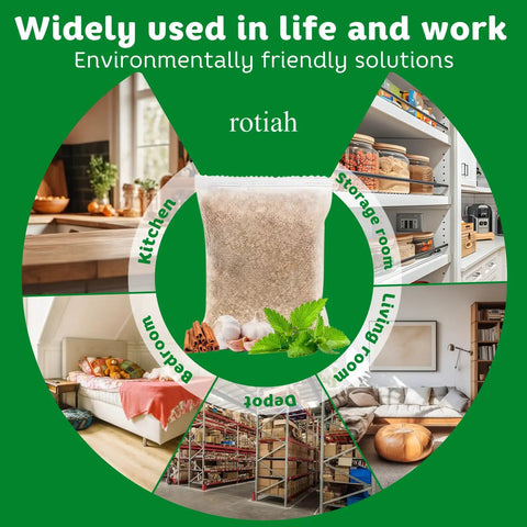 Natural Peppermint Oil Rodent Repellent Pouches in a bag, showcased for kitchen and storage use, pet safe pest control.
