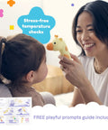Giraffe Themed No-Touch 3 In 1 Baby And Kids Thermometer For Infants With Quick Forehead Ear And Body Temp Readings, Kid Friendly Design To Keep Toddlers Chill During Temp Checks, handheld in use