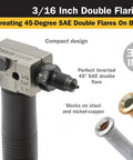 Titan 3/16-inch double flaring tool, front view, gray metal body with black handle.