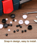 100 Pack Plastic Snap In Screw Hole Plugs 6mm Diameter Flush Shelf Button Caps For Furniture Cabinet Cupboard Dark Brown Durable