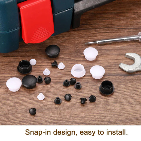 100 Pack Plastic Snap In Screw Hole Plugs 6mm Diameter Flush Shelf Button Caps For Furniture Cabinet Cupboard Dark Brown Durable