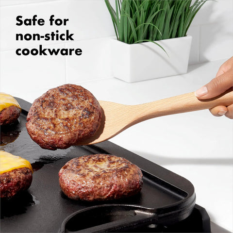 Three Piece Wooden Utensil Set With Solid Beachwood Spoon Slotted Spoon And Turner For Everyday Cooking No Fuss Kitchen Tools Built To Stir Lift And Serve Like A Pro lifting burger