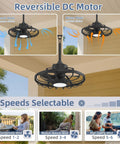 Outdoor Ceiling Fan With Light And Remote, 20 Inch, IP65 Waterproof, shown in gazebo cage style with reversible DC motor