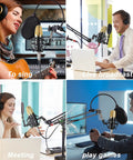 People using Universal 50mm Microphone Shock Mount And Clip Holder For 48 To 54mm Condenser Mics for singing, broadcasting, meetings, gaming