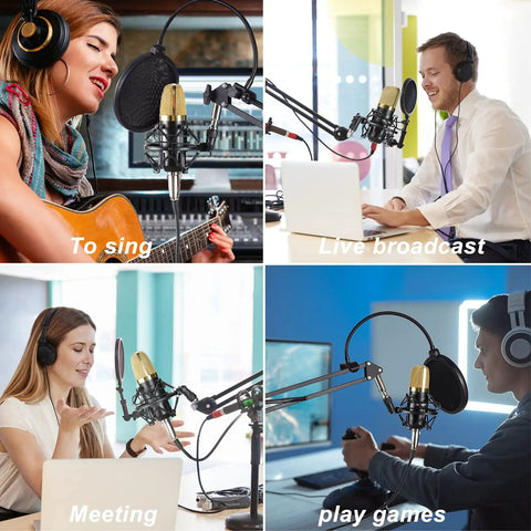 People using Universal 50mm Microphone Shock Mount And Clip Holder For 48 To 54mm Condenser Mics for singing, broadcasting, meetings, gaming