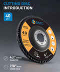 SATC zirconia flap disc, 4.5-inch diameter, 40 grit, 7/8" arbor for angle grinders