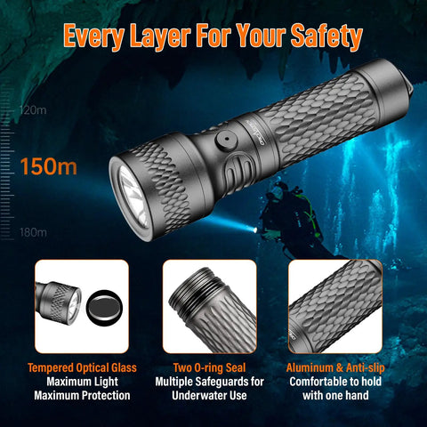Beast 3000 Lumen Dive Light With 6 Degree Narrow Beam for Night Dives Cave Exploration and Technical Scuba Gear IP68 Waterproof