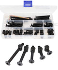 Built Different M6 Hex Socket Cap Bolts And Slotted Barrel Nuts Assortment Kit For Crib Cot Bed Furniture Hardware Screw Replacements With No Sweat Setup In Classic Black Finish, 50-piece set in clear organizer.