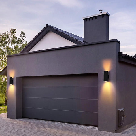 Outdoor Wall Lights 2 Pack Dope Waterproof Exterior Lighting Fixtures Black Aluminum Porch Lights For Garage And House IP54 Weatherproof Outdoor Lighting For Patio Garden Front Porch mounted on a modern garage