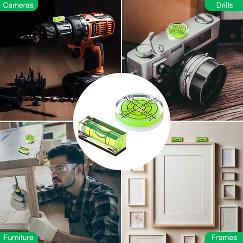 Pro Grade Nine Piece Bubble Spirit Level Kit Features Magnetic Mini Square And Circular Precision Gauges For Flat Out Shelf Mounting And Zero Sweat Picture Frame Display