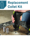 2 Pack Replacement Collet Kit For Spiral Saws And Drywall Cutout Tools One Eighth Inch with hand using cutter