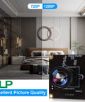 High Speed Wide Angle Global Shutter USB Camera Module image showing picture quality comparison with 120-degree lens.