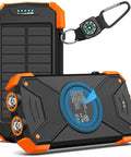 10,000mAh Solar Power Bank With Wireless Charging And 20W USB C Fast Charge, Solar Panel Recharging On The Go, Dual LED Flashlight