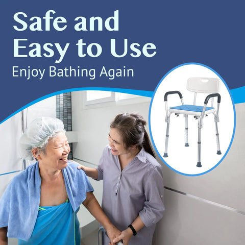 Heavy Duty Shower Chair With Backrest For Bathtub Non Slip Bath Seat, seniors using bath chair, adjustable support, safe showers.
