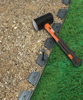 150 Pack 8 Inch Plastic Landscape Stakes for Weed Barrier and Lawn Edging Easy No Dig Garden Stakes in soil with mallet