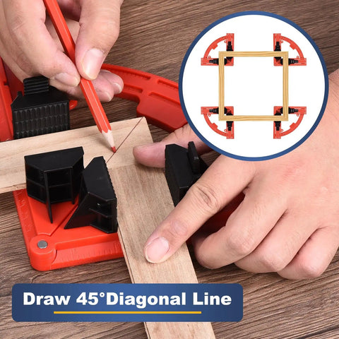Two Pack Right Angle Corner Clamps 30 to 90 Degree Adjustable ABS Plastic 7.01 Inch 178 mm being used on wood pieces