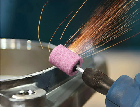 Shank Mounted Grinding Stone Bits Set For Rotary Tools Pro Grade 70 Piece Abrasive Grinding Stones With 3mm Shank in use on metal
